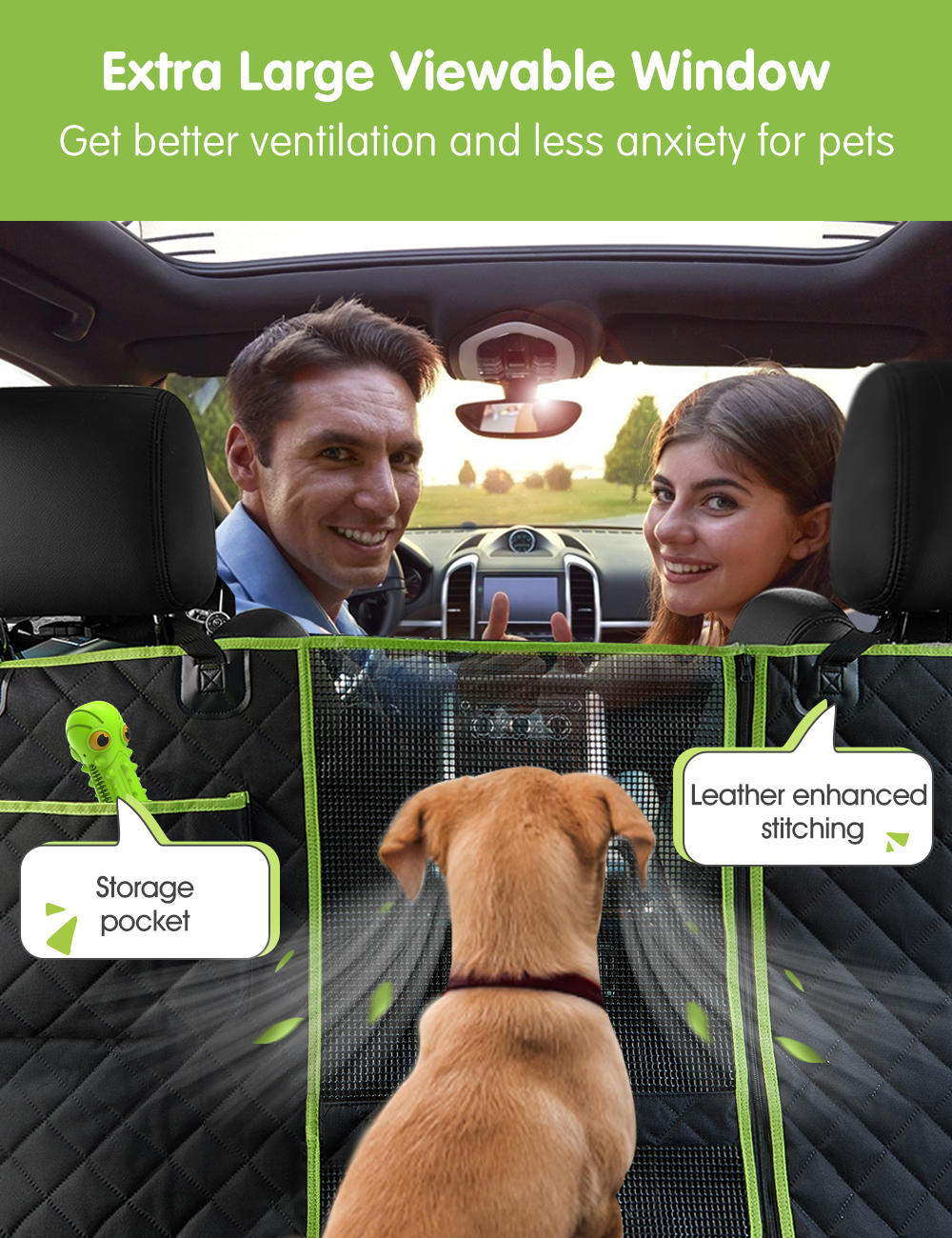Foldable Dog Car Seat with Waterproof Pad Dog Hammock Adjustable