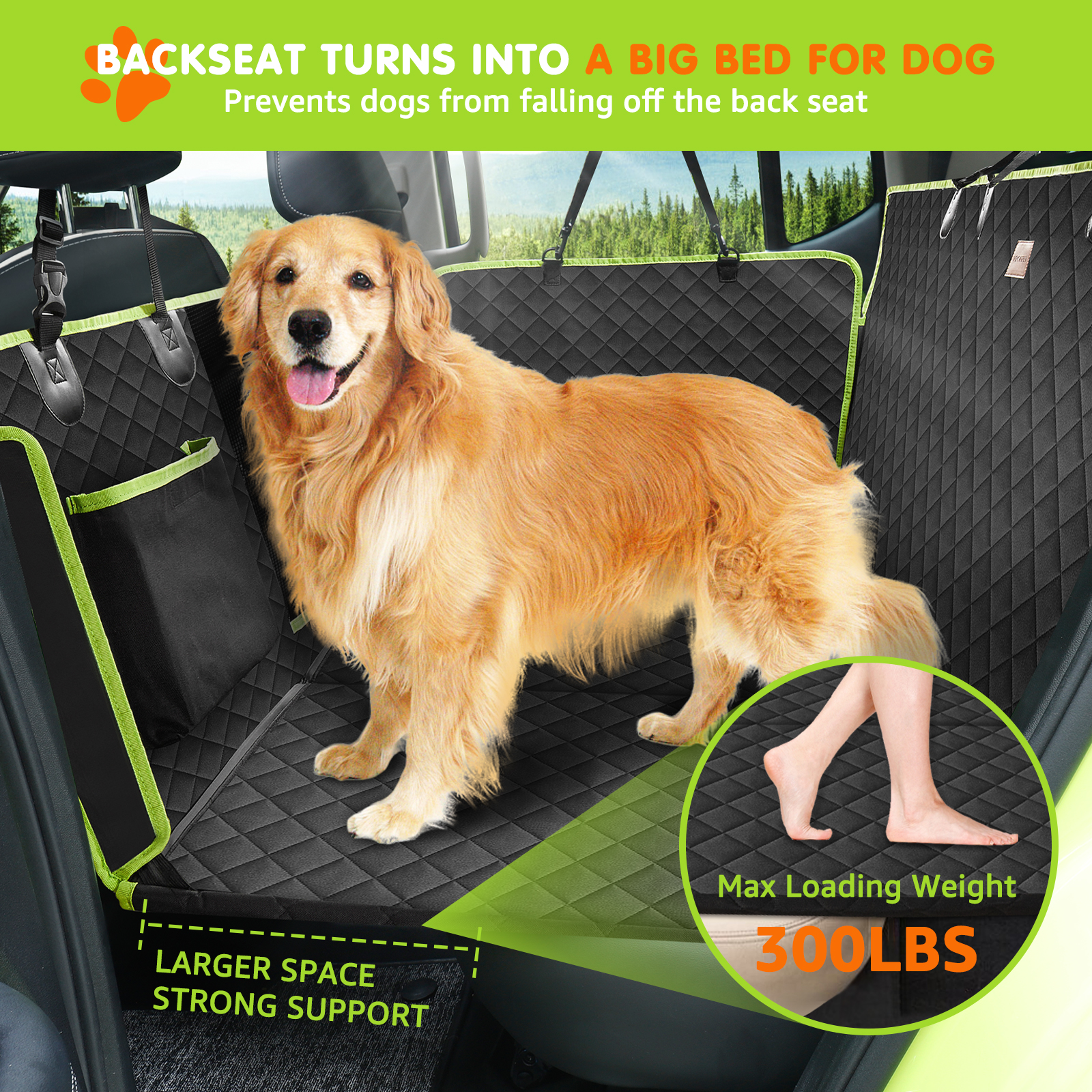 Dog Backseat Extender with Storage