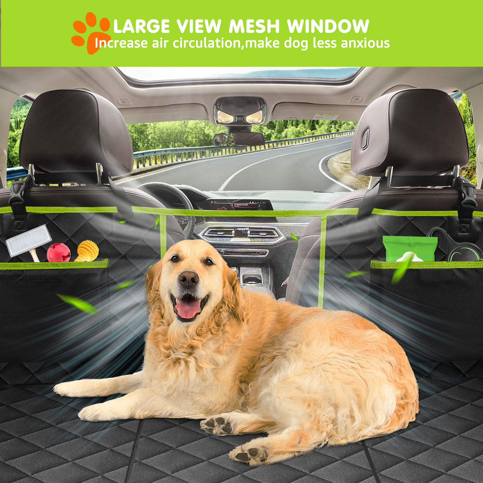 nzonpet Back Seat Extender for Dogs, Foldable Dog Car Seat Cover Hard  Bottom for Back Seat large space,Dog Hammock for Car Travel Bed,Non-Slip